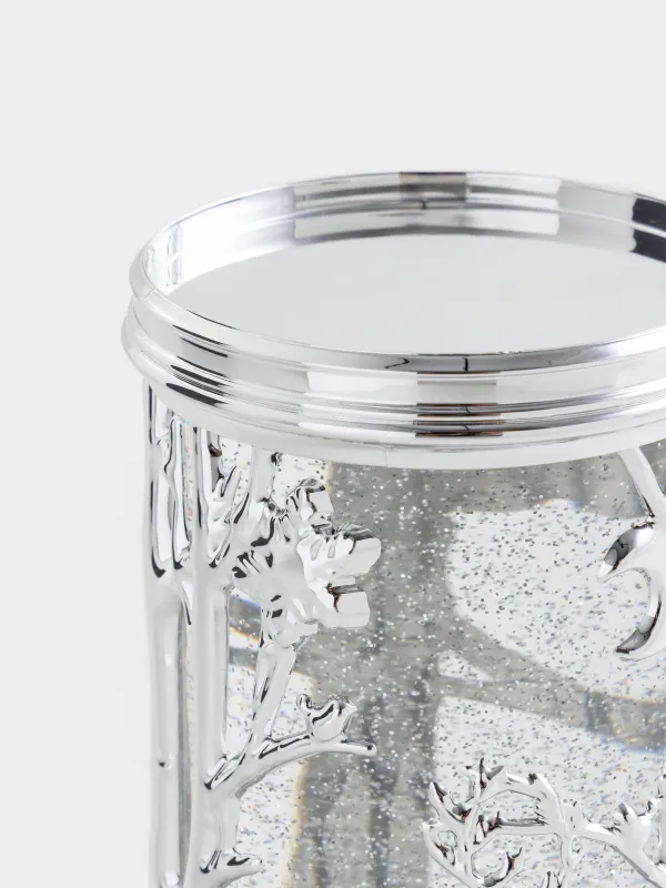 Снежный фонарь, 19 см, с подсветкой, пластик, серебристый, Лес, Silver style, image-3