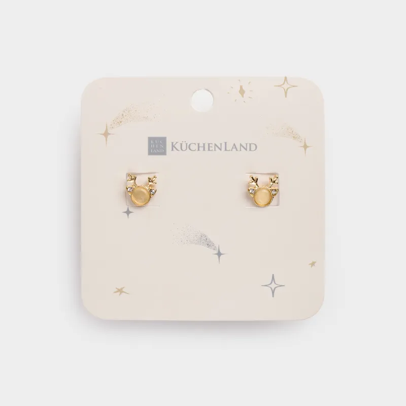 Серьги-пусеты, 1 см, 2 шт, металл, золотистые, Оленьи рожки, Sparkly deer, image-2