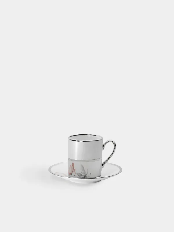 Пара кофейная, 90 мл, Цветок, Flower silver, image-0