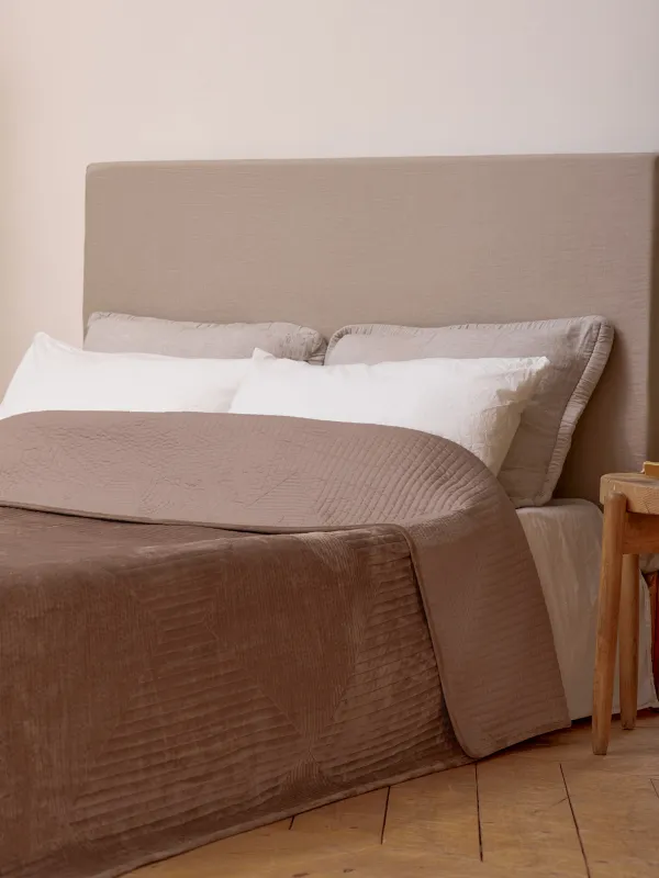 Покрывало, 220х240 см, стеганое, вельвет/микрофибра, коричневое, Ромбы, Stitch velvet, image-5