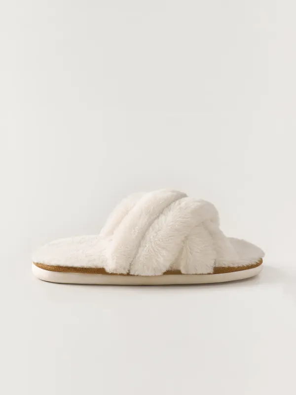 Тапочки женские, домашние, искусственный мех, молочные, Tape, image-0
