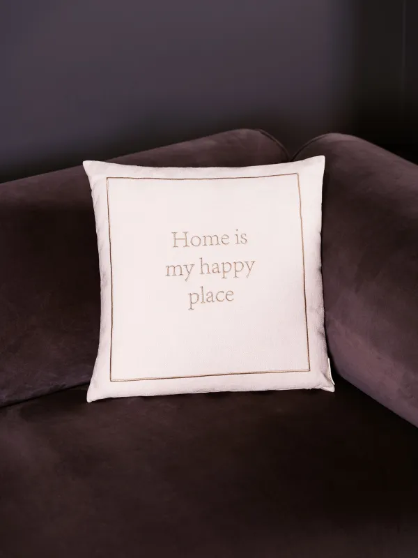 Подушка декоративная, 45х45 см, Home is my happy place, Chenill, image-2