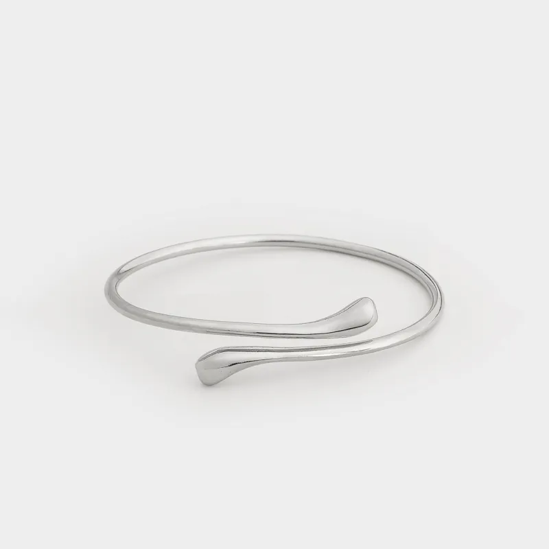 Браслет-кафф, 7 см, металл, серебристый, Капли, Jewelry