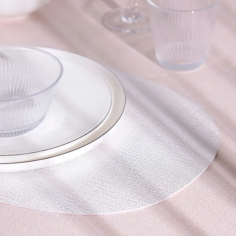 Салфетка под приборы, 30х45 см, ПВХ, овальная, белая, Серебристые капли, Rock, image-2