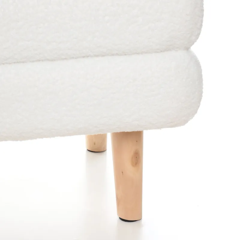 Банкетка, 82х41 см, букле/дерево, молочная, Boucle, image-1