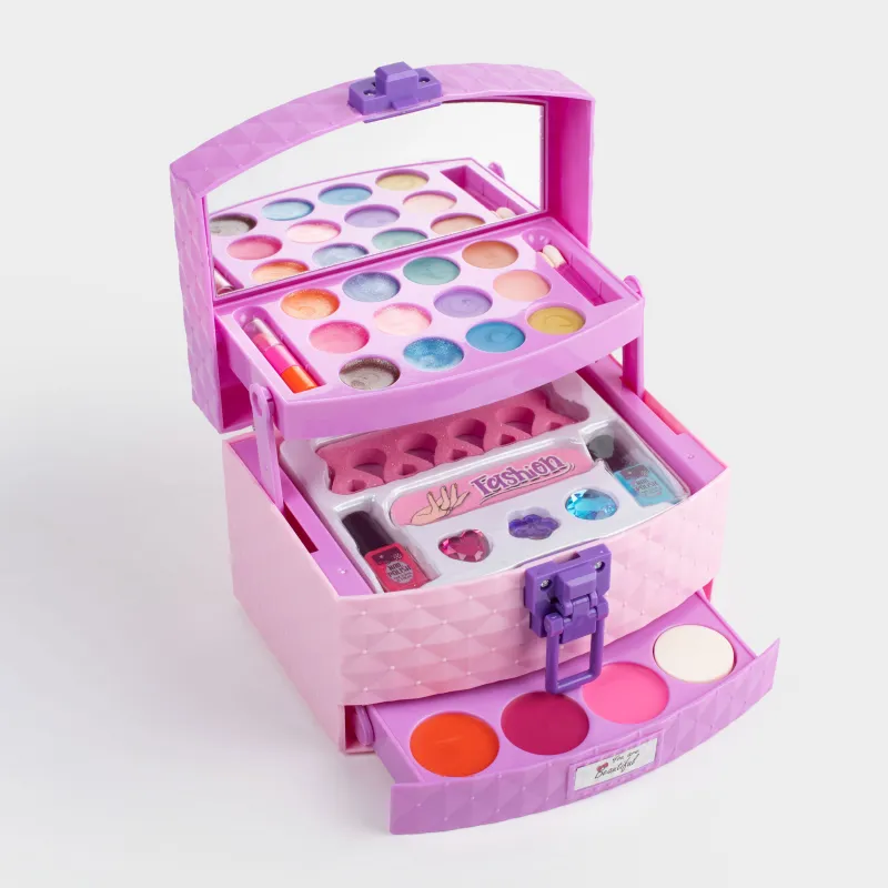Набор косметики, детский, 16 см, 26 пр, с украшениями, в кейсе, пластик, розовый, Cosmetic kids, image-2