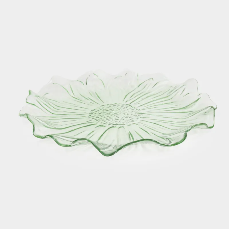 Блюдо, 26 см, стекло Р, зеленое, Цветок, Fleur color, image-3