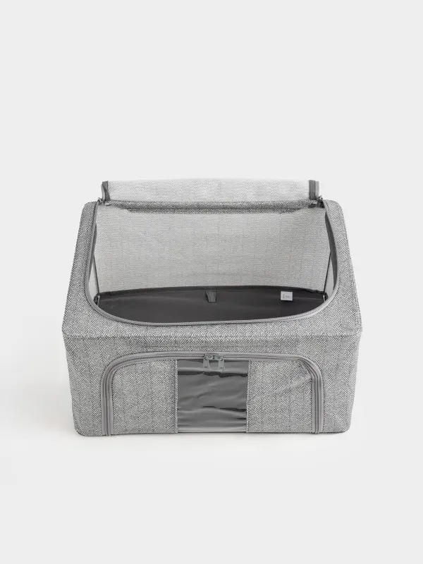 Органайзер-короб для вещей, 40х30х20 см, на молнии, текстиль, серый, Pedant new, image-4