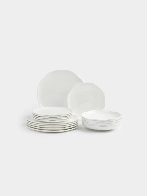 Сервиз обеденный, 6 перс, 18 пр, фарфор F, белый, Изгибы, Galeon, image-0