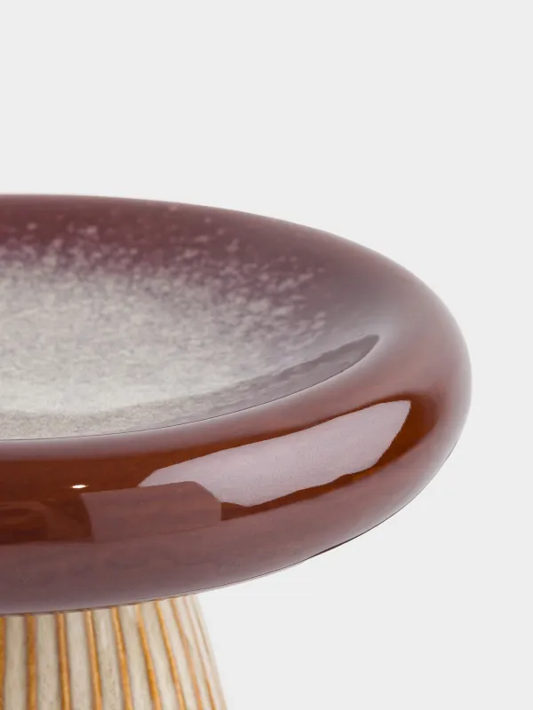 Блюдо на ножке, 22х12 см, фарфор P, молочно-коричневое, Гриб, Colors autumn, image-3