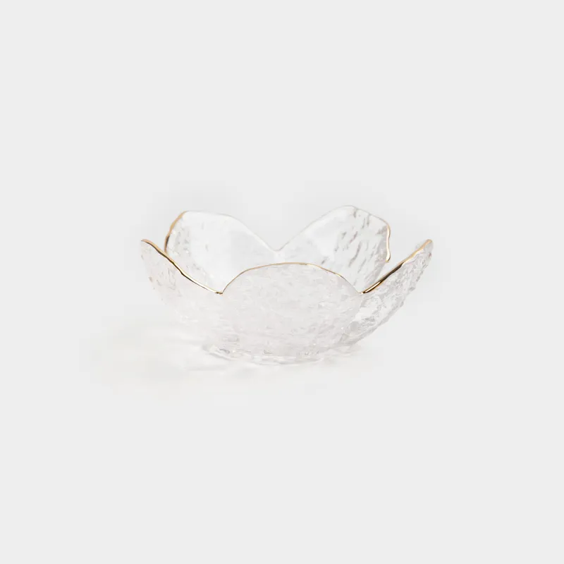 Пиала, 10х4 см, 50 мл, стекло Р, с золотистым кантом, Цветок, Glacial