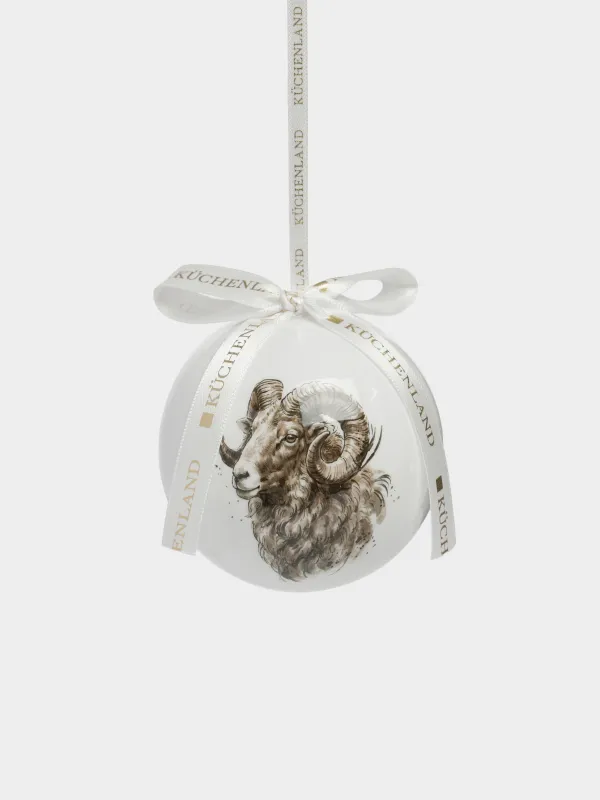 Игрушка елочная, 7 см, Шар, Баран, Ball print, image-1