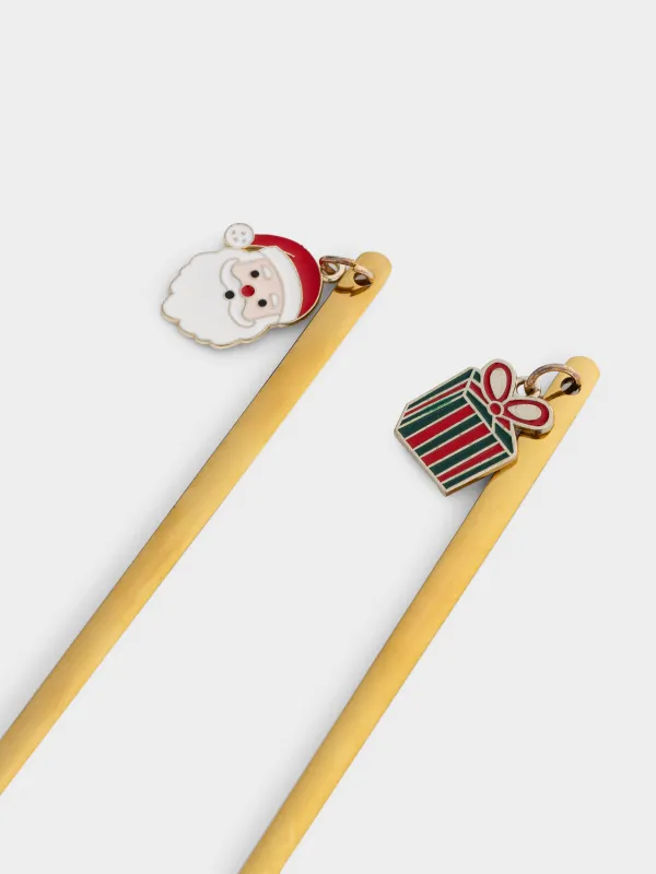 Ложка десертная, 14 см, 2 шт, Дед Мороз/Подарок, Christmas traditions, image-1