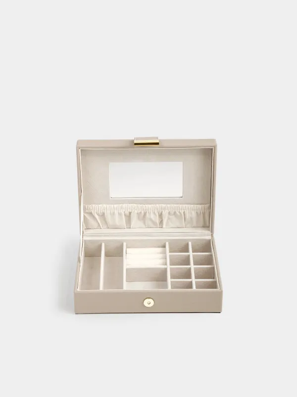 Шкатулка для украшений, 20х15 см, с зеркалом, дерево/искусственная кожа, бежевая, Premiere one, image-3