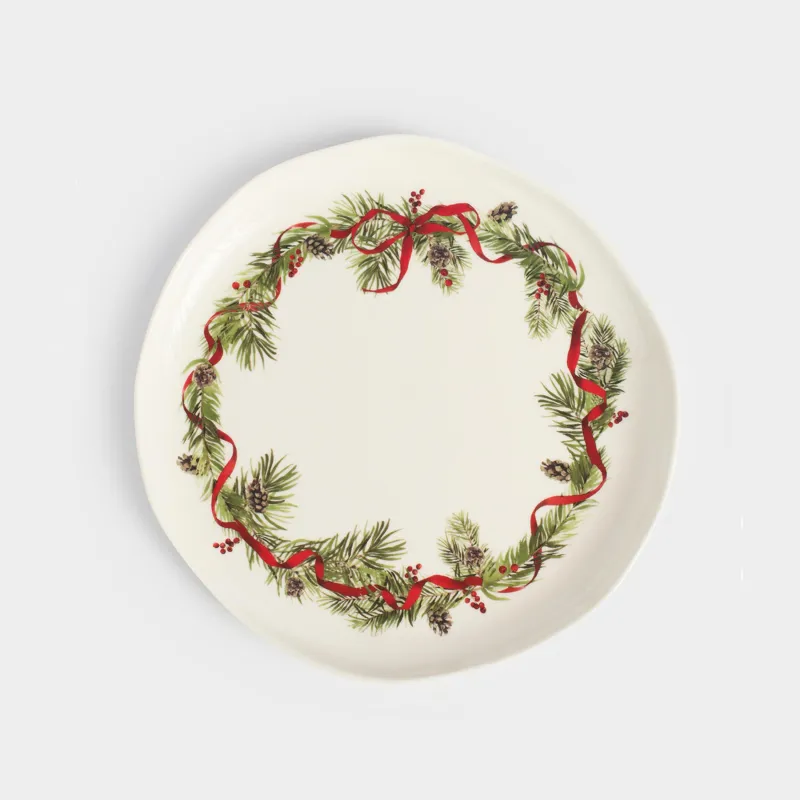 Тарелка обеденная, 26 см, фарфор N, белая, Шишки и рябина, Rowan delice