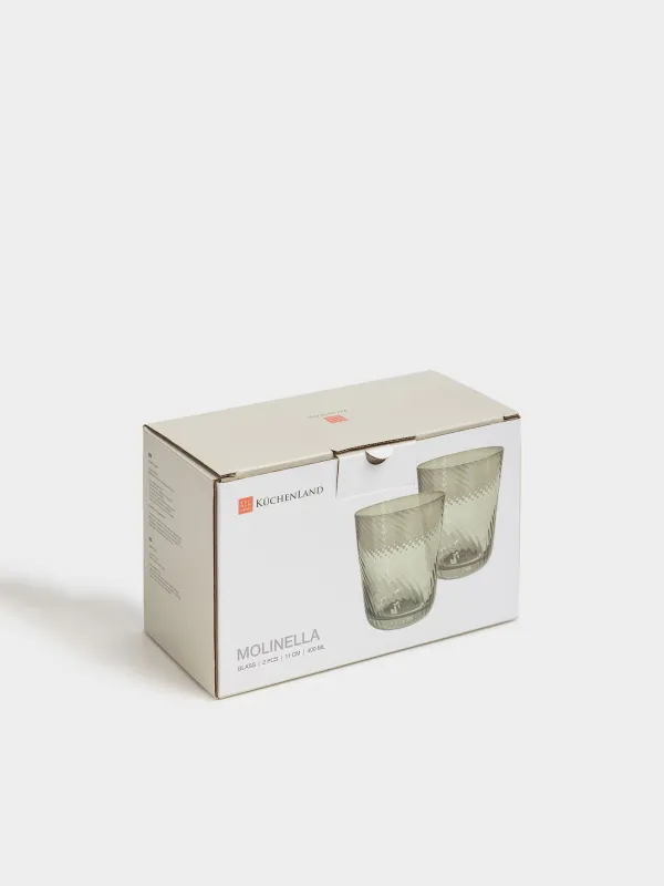 Стакан, 11 см, 400 мл, 2 шт, стекло, зеленый, Molinella, image-4