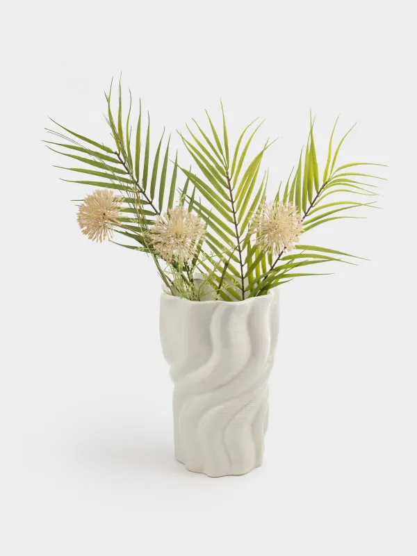 Ваза для цветов, 26 см, керамика, белая, Изгибы, Crumple, image-3