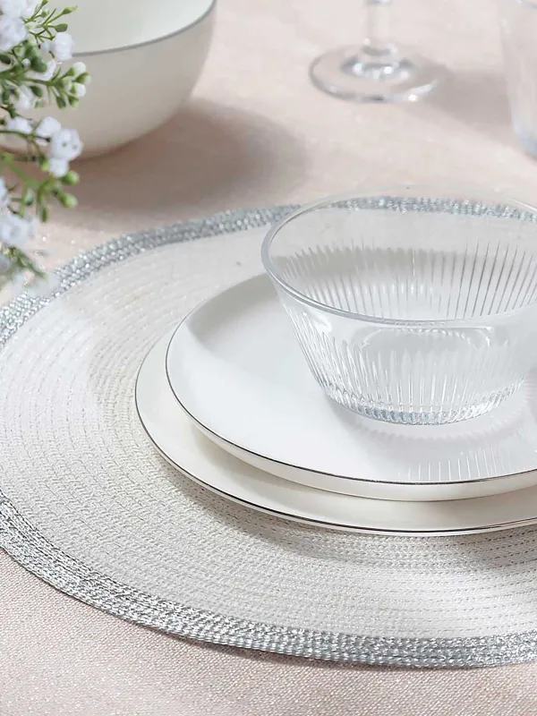 Салфетка под приборы, 38 см, Серебристая кайма, Rotary rim, image-3