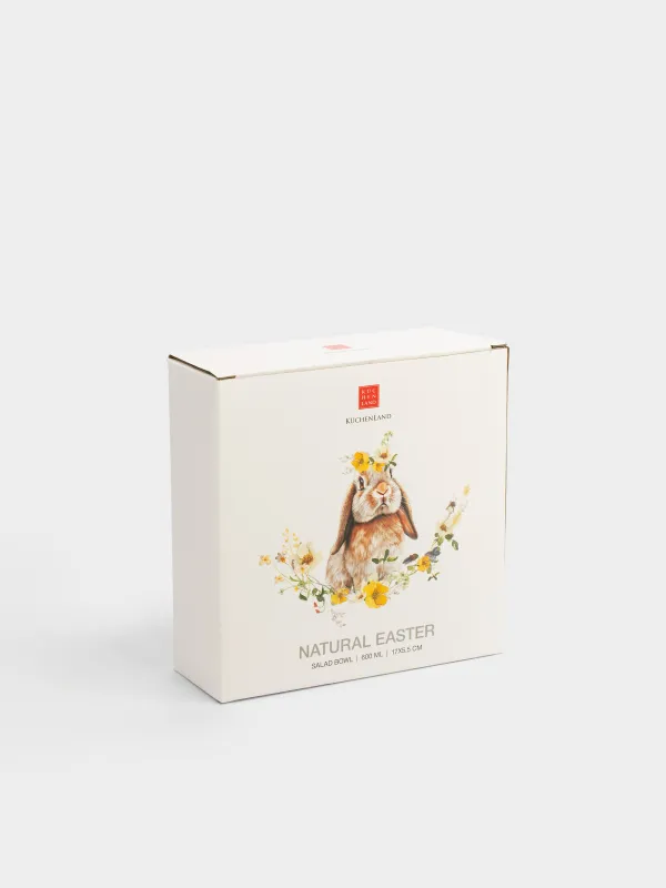 Салатник, 17х6 см, 600 мл, керамика D, белый, Кролик с цветами, Natural Easter, image-5