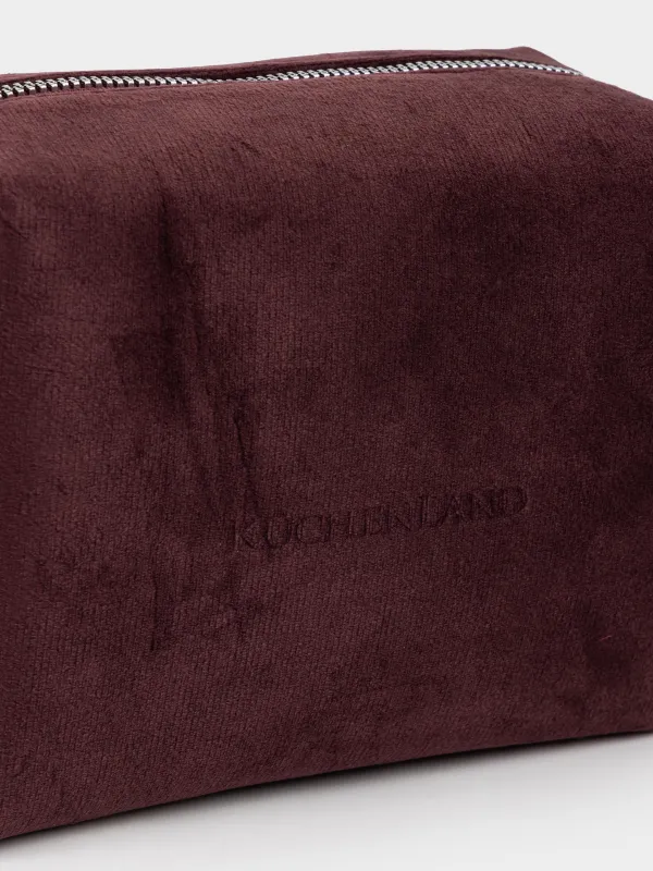 Косметичка, 18х13 см, вельвет, бордовая, Velvety, image-2