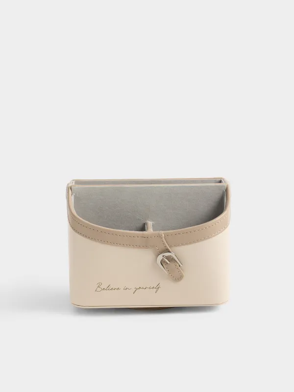 Органайзер для косметики, 19х15 см, вращающийся, 5 отд, искусственная кожа, бежевый, Beauty print, image-0