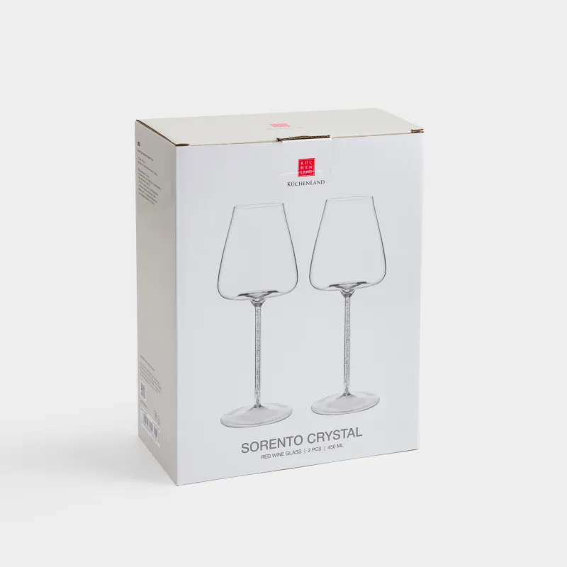 Бокал для красного вина, 450 мл, 2 шт, стекло Б/стразы, Sorento crystal, image-4