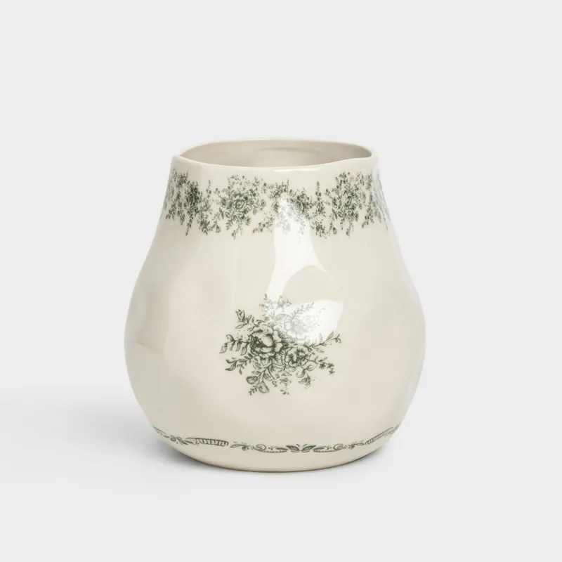 Подставка для кухонных принадлежностей, 14 см, фарфор P, бежевая, Зеленые цветы, Green lace