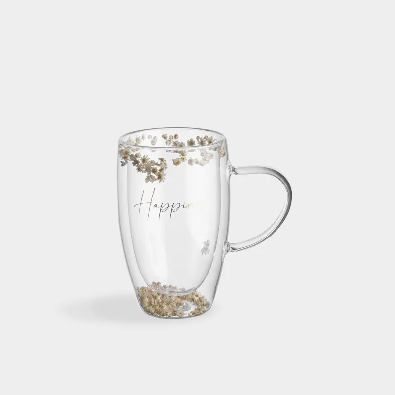Кружка, 440 мл, стекло Б, с сухоцветами внутри, Цветы, Air decor