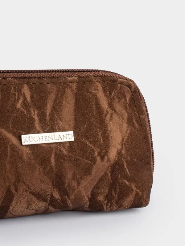 Косметичка, 15х9 см, полиуретан, коричневая, Krush, image-1