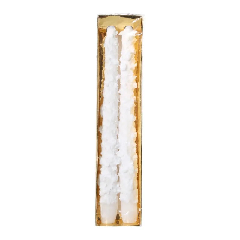 Свеча, 25 см, 2 шт, тонкая, белая, Застывший снег, Snowy candle, image-1