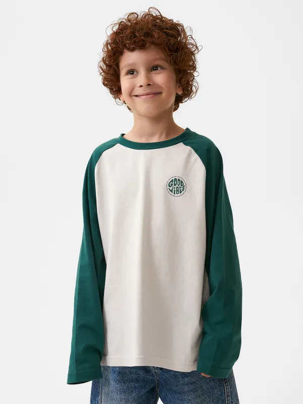 Лонгслив детский, для мальчиков, хлопок, молочно-зеленый, Frenk, image-0