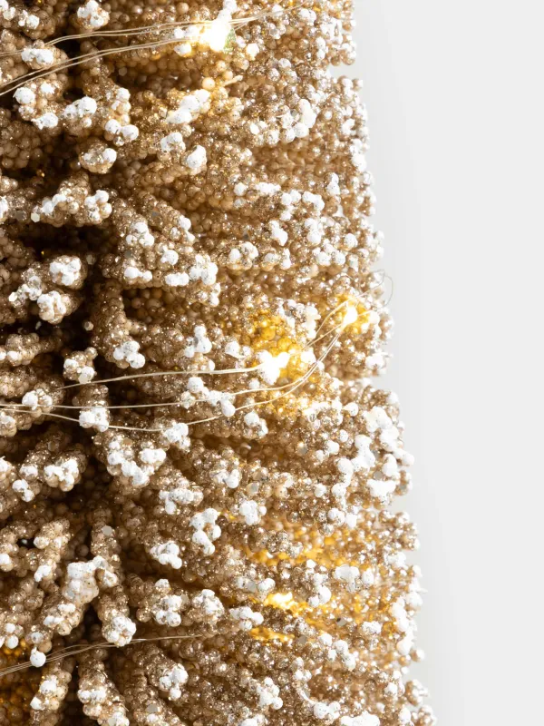 Ель искусственная, 1,2 м, с подсветкой, в горшке, полиэтилен/дерево, шампань, Frosty sparks, image-2