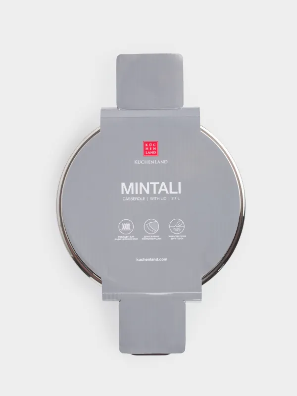 Кастрюля, 20 см, 2,7 л, с крышкой, с покрытием, алюминий, серо-черная, Mintali, image-3