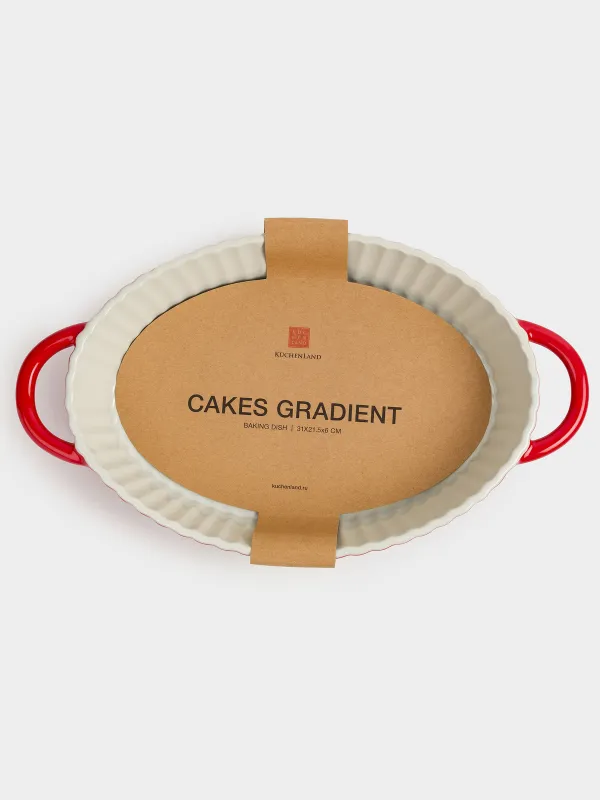 Форма для запекания, 31х22 см, керамика, овальная, бордовая, Градиент, Cakes gradient, image-9