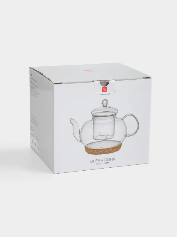 Чайник заварочный, 800 мл, на подставке, стекло Б/пробка, Clear cork, image-4
