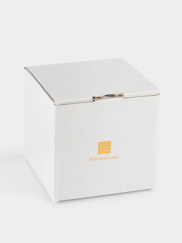 Кружка, 400 мл, фарфор F, белая, с золотистым кантом, Кот с мандаринами, Christmas cat, image-6