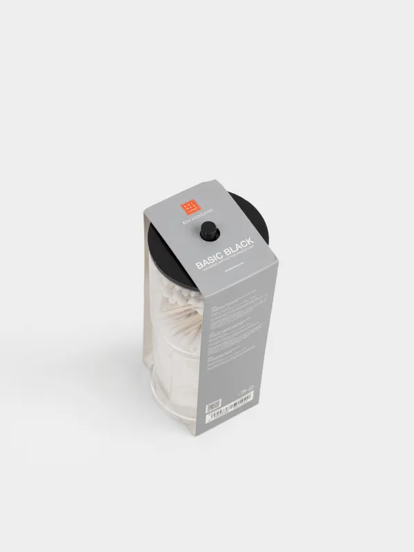 Контейнер с ватными дисками/палочками, пластик, Basic black, image-4