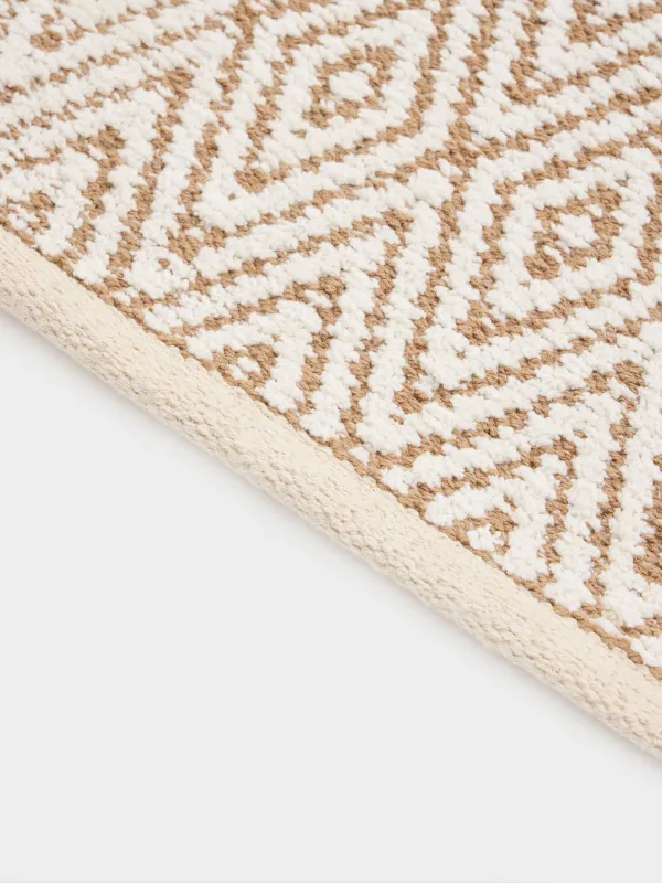 Коврик, 65x100 см, хлопок, бежево-коричневый, Ромбы с люрексом, Shiny threads, image-3