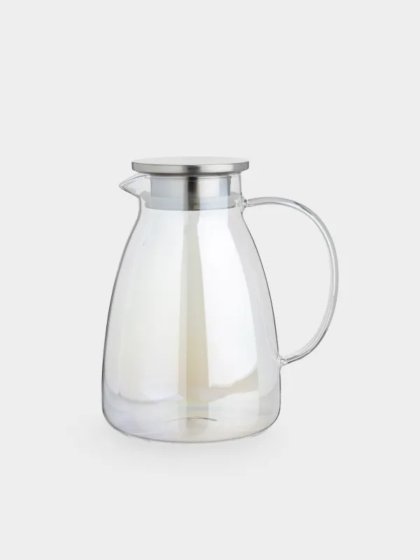 Кувшин, 2 л, с крышкой-фильтром, стекло Б/сталь, перламутр, Floyd polar, image-0