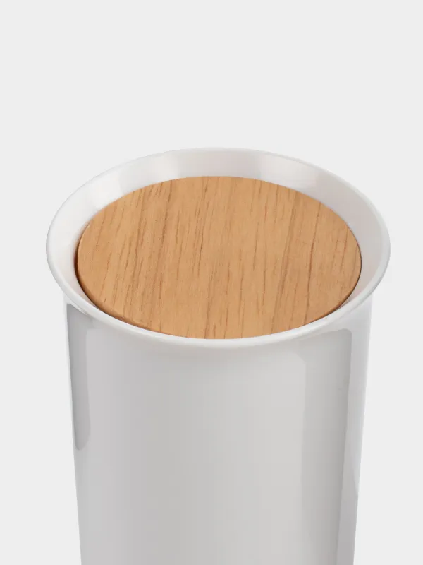 Контейнер для ватных палочек, 12 см, пластик/дерево, белый, White style, image-3