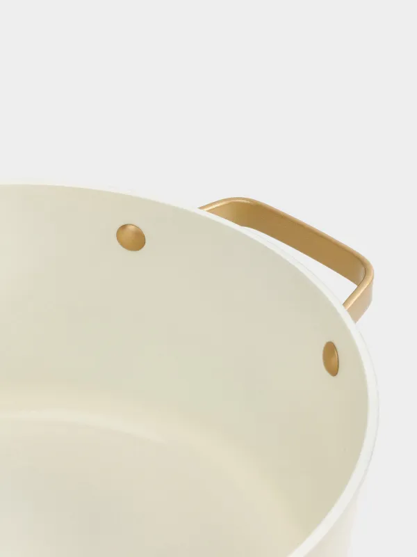 Кастрюля, 24 см, 5,5 л, с крышкой, с покрытием, алюминий, молочная, Piatto gold, image-3