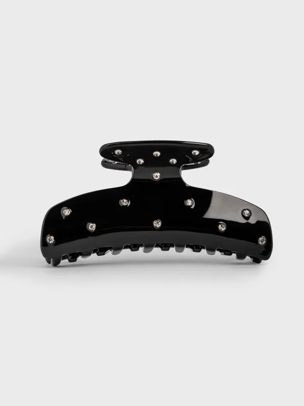 Заколка для волос, 9 см, акрил/металл, черная, Крабик в стразах, Hair basic, image-1