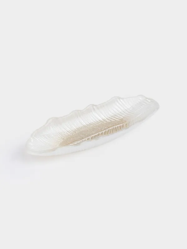 Блюдо, 27х10х3 см, стекло, шампань/серебристое, Лист, Angle, image-0