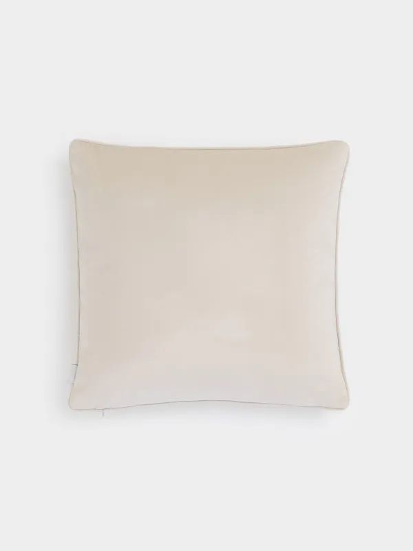 Подушка декоративная, 45х45 см, вельвет, молочно-черная, Лошади, Velvet, image-1