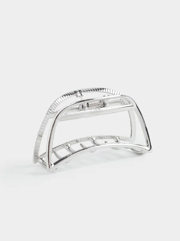 Заколка для волос, 7 см, металл, серебристая, Крабик, Fantastic, image-0