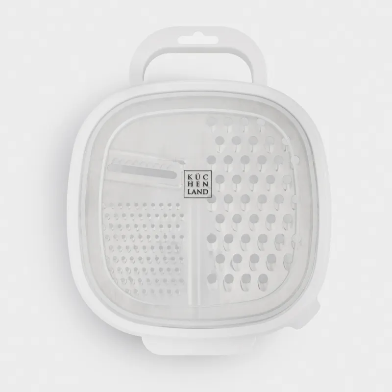 Терка, 25х19 см, с контейнером, пластик/сталь, белая, Assist