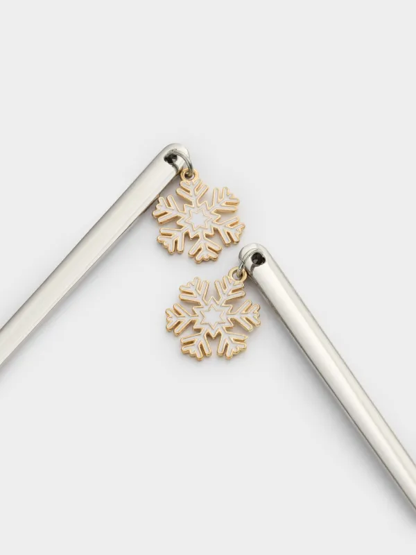 Ложка десертная, 19 см, 2 шт, сталь, Золотистые снежинки, Snowfall, image-3