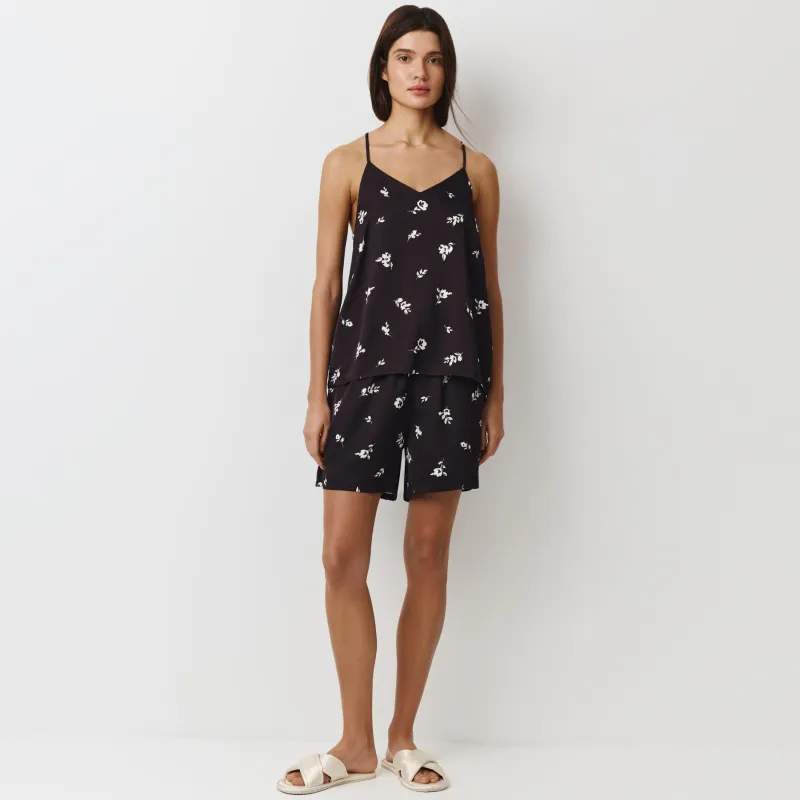 Шорты женские, домашние, р. L, вискоза, черно-белые, Цветы, Leyra