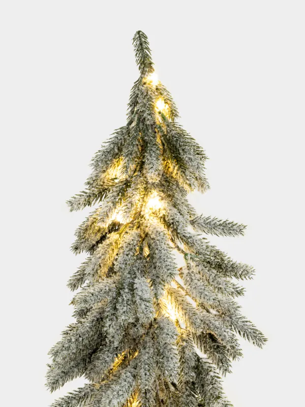 Ель искусственная, 80 см, с подсветкой, в горшке, ПВХ, Ель с шишками, Snowy decor, image-3