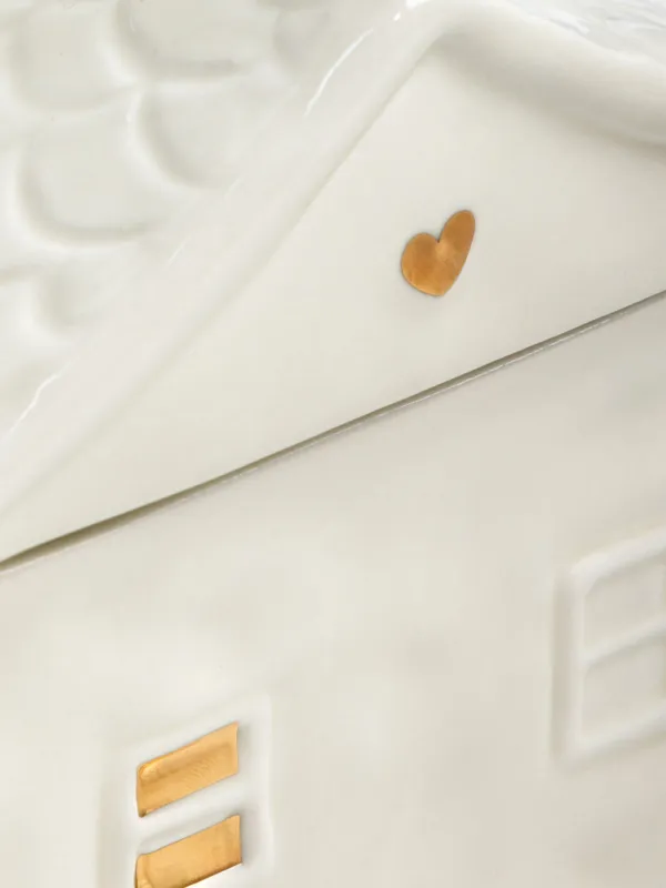 Емкость для хранения, 13х12 см, 680 мл, керамика, молочно-золотистая, Дом, Snow sparks, image-5